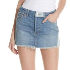 FREE PEOPLE Patched Denim Mini Skirt Size 26 EUC
